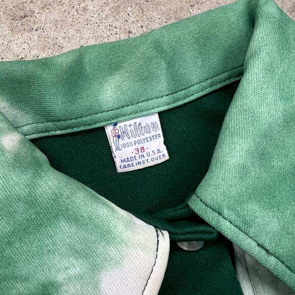 True Vintage Hilton Chainstitch Myrtle School Street Jeep Green Bowling Shirt 38 - Picture 4 of 11